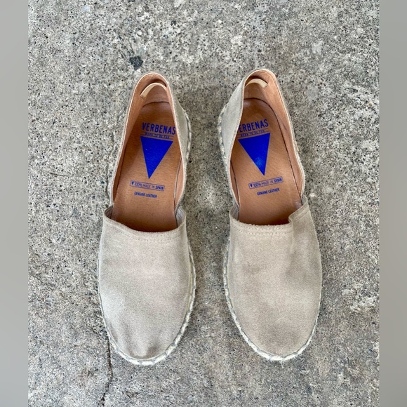 Verbenas Shoes - Verbenas Shoes Womens 40 Espadrille Brown Leather Slip On Casual Comfort Low Top